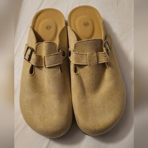 Buckle Suede Clogs
